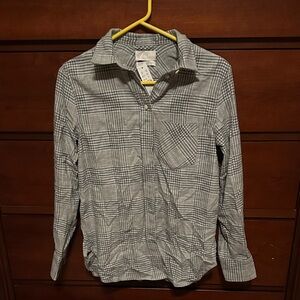 J Crew Green and White Plaid Classic Fit Flannel Shirt